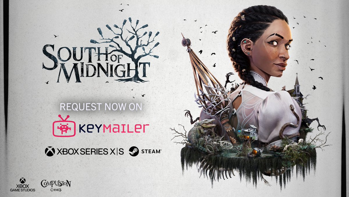 CompulsionGames's tweet image. Creators and influencers, gather 'round! 

Want to cover or create content for South of Midnight? Request a game key now on @Keymailer 🗝️

(Keys to be distributed for Early Access on April 3rd): 
keymailer.co/SouthOfMidnight