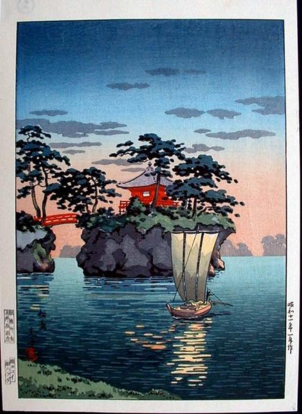 Godaido Shrine, Matsushima, by Tsuchiya Koitsu, 1936