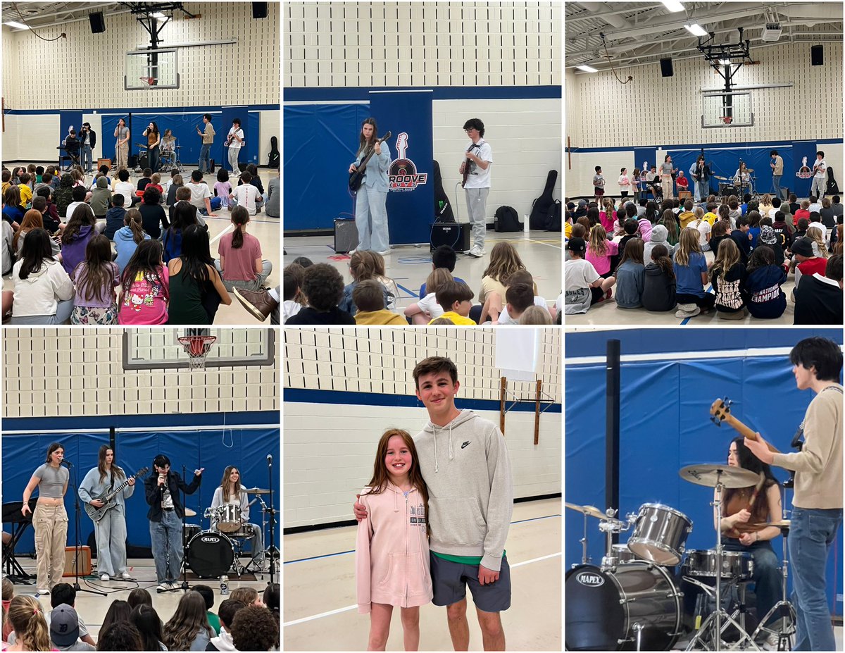 CBGaymanES's tweet photo. Our 3rd, 4th, and 5th grade students had the privilege of listening to the CB Groove Cuts rock band today! What a talented group, thanks so much for visiting us! 🎶🎤🎸🥁
@CBSDSchools 
#GoGaymanMustangs 
#CBOneTeam https://t.co/8vjLtue4wl