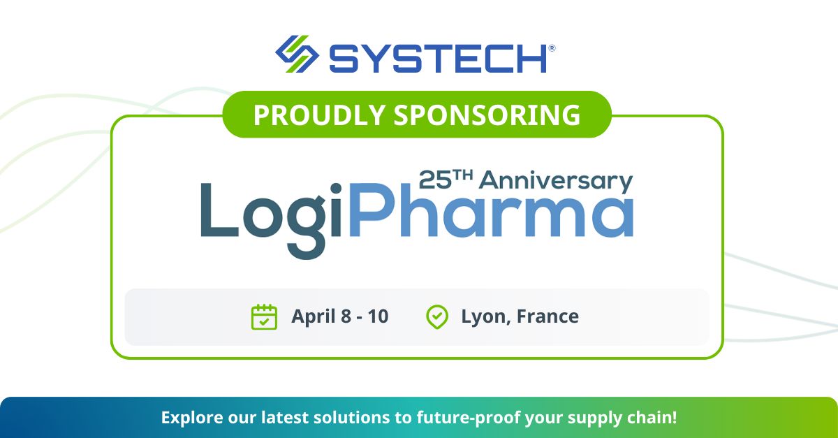 Systech is excited to sponsor LogiPharma EU 2025!

Join us in Lyon, France, from April 8 - 10, for three days of in-depth discussions and networking opportunities with industry leaders in #pharmaceutical supply chain and logistics.