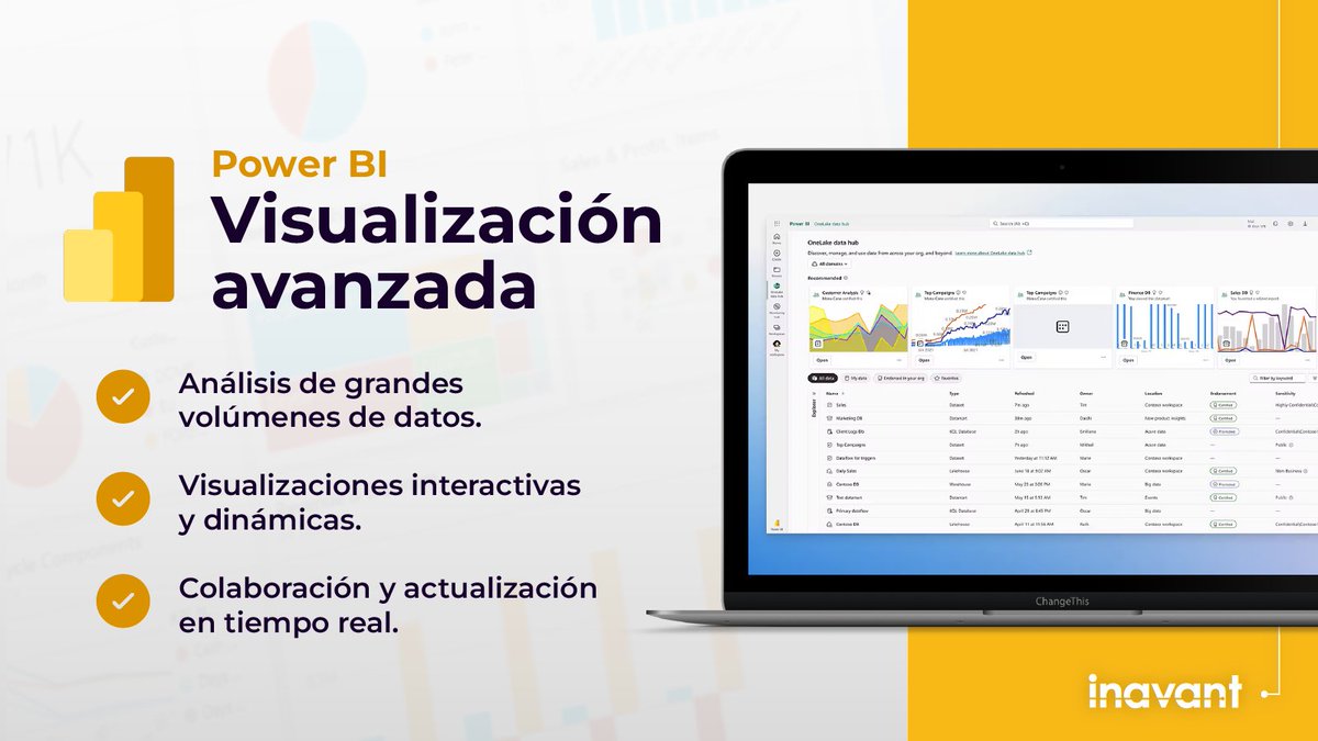 Inavant's tweet photo. 💡 ¡Transforma tus datos en historias visuales! #PowerBI te permite crear informes interactivos y dashboards que facilitan la toma de decisiones. #DataVisualization #Analytics https://t.co/FuE0NDyXln