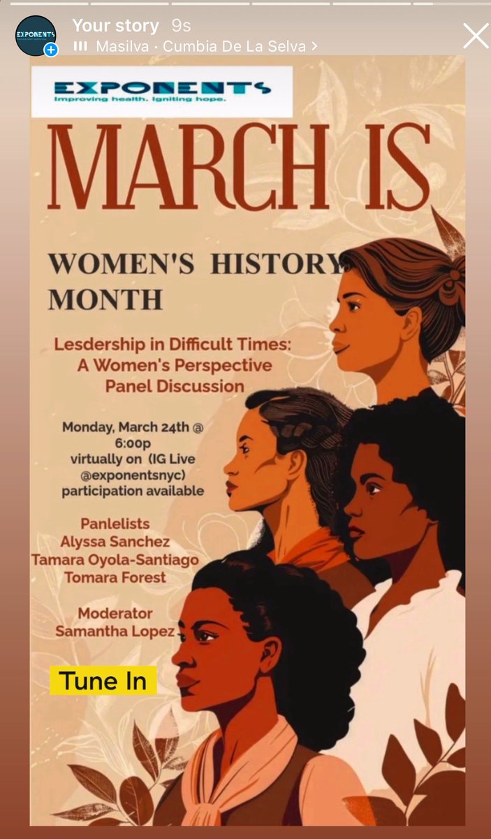 Don't forget to Tune in on Monday March 24th at 6pm EST to our #WomensHerStoryMonth  #Panel #Exponents #Exponentsnyc #Leadership #Community #Support