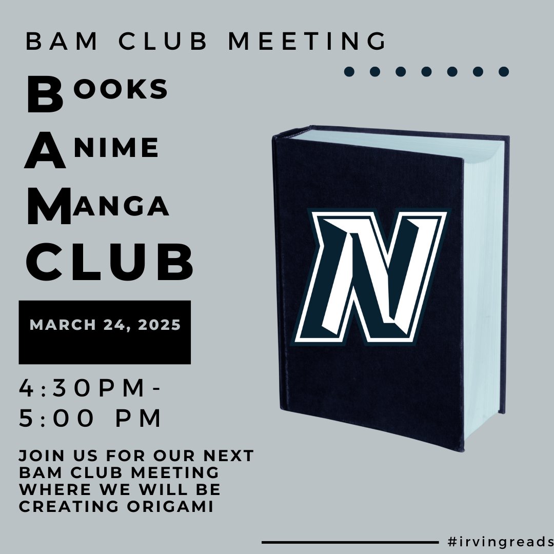 Nimitz Library (@nimitzlibrary) on Twitter photo Hey <a href="/NimitzVikings/">Nimitz High School</a> join our next BAM Club meeting on March 24th 4:30pm-5:00pm where we will be trying our hand at Origami. #irvingreads Hey <a href="/NimitzVikings/">Nimitz High School</a> join our next BAM Club meeting on March 24th 4:30pm-5:00pm where we will be trying our hand at Origami. #irvingreads