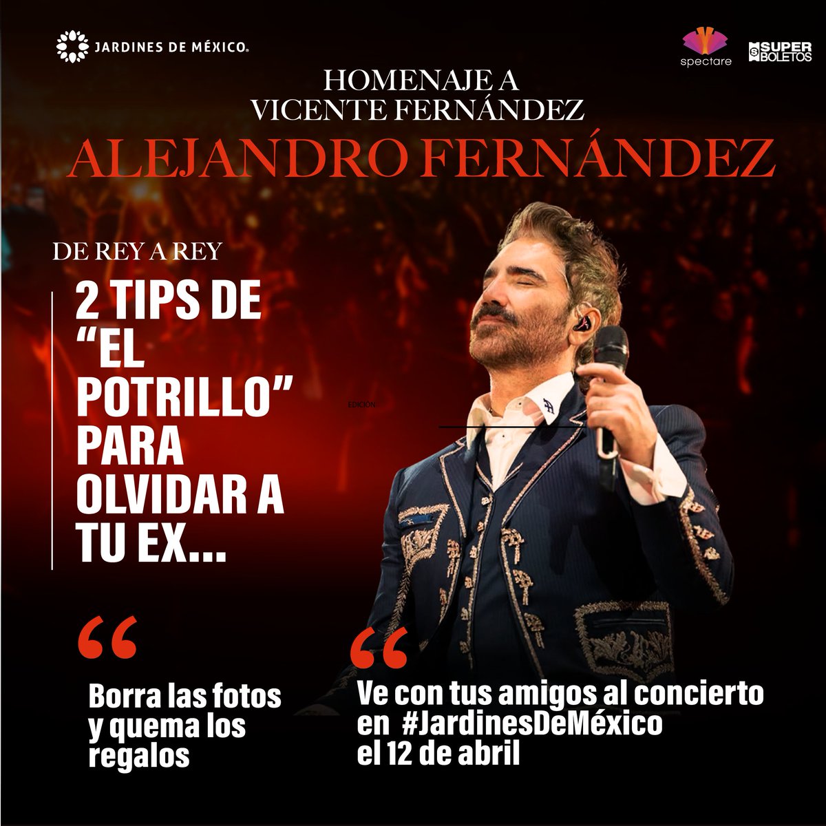 SpectareMx's tweet photo. #FamiliaSpectare
✨ Hay amores que marcan para siempre… y canciones que te hacen revivirlos. 💔🎶

Este 12 de abril déjate llevar por la voz inconfundible de #AlejandroFernández en una noche llena de sentimiento y emoción. 🎤🔥

🎟️ https://t.co/1TnNOrV5N5 https://t.co/EWJzrinlH0