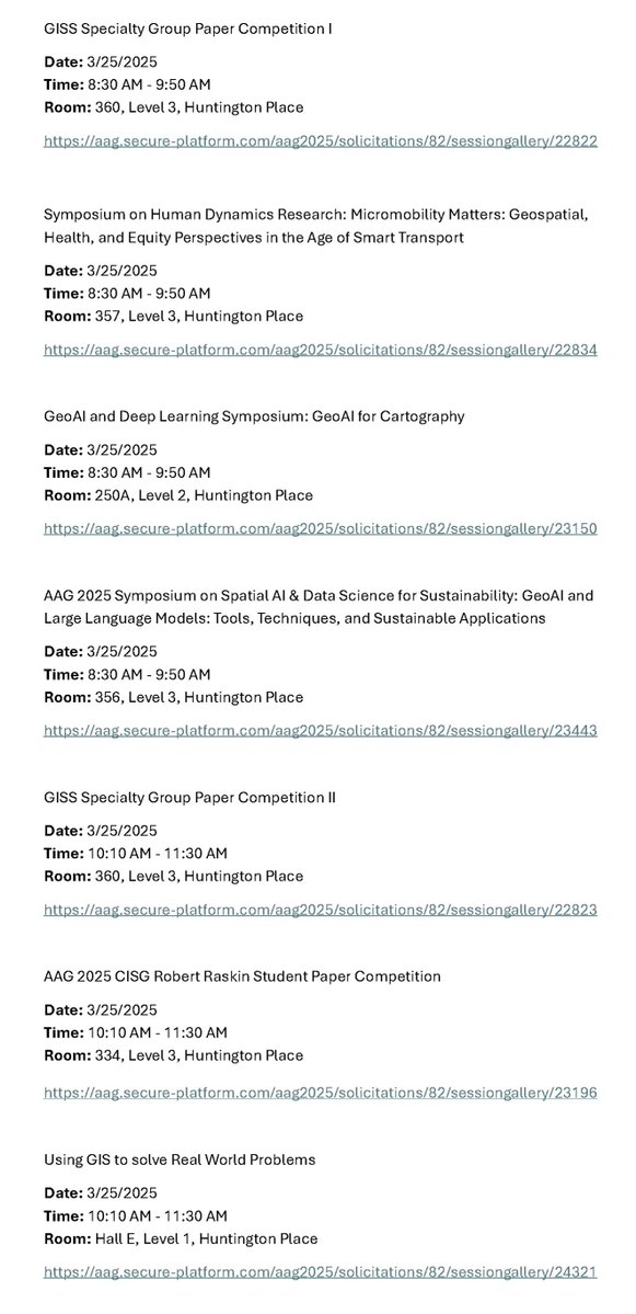 AAG_GISS's tweet image. 🚀 GISS Specialty Group Sessions – Day 2 (March 25) at #AAG2025! 🌍
📄 Explore the full Day 2 session list in the images below!
🔗 Complete session list for all days:
docs.google.com/document/d/1Vz…