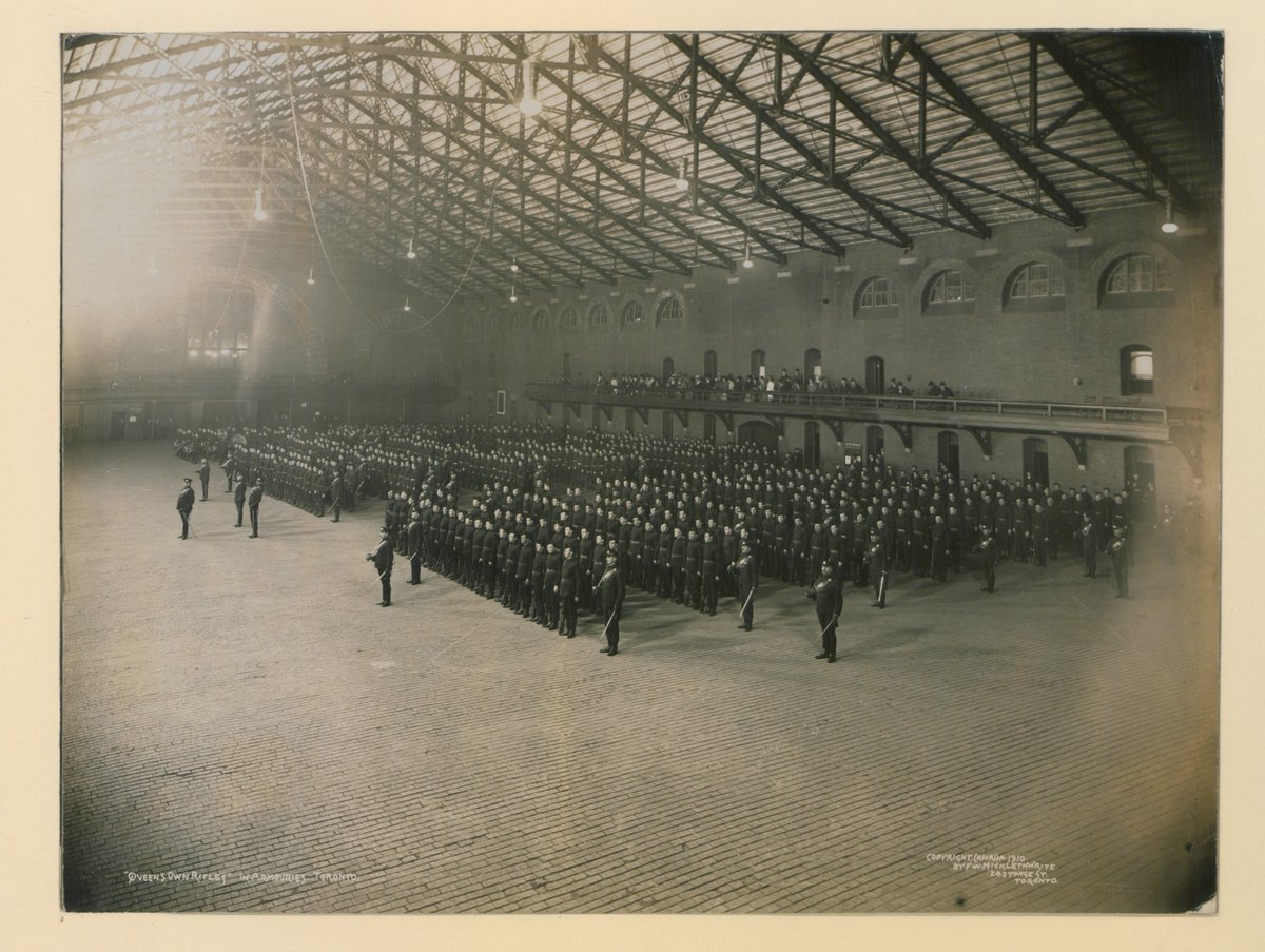 Queen's Own Rifles on parade in the Armouries. Toronto, Ontario. 

Photo by F. W. Micklethwaite. 1910.