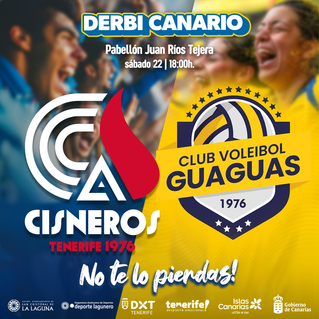 🔝 ¡𝑬𝒍 𝒎𝒆𝒋𝒐𝒓 𝒑𝒍𝒂𝒏 𝒅𝒆 𝒔𝒂́𝒃𝒂𝒅𝒐! 🤩

- Voleibol 🏐
- Partido de playoffs
- Ríos Tejera
- Derbi 🇮🇨
<a href="/cdcisnerosalter/">cdcisnerosalter</a> 🆚 <a href="/cvguaguas/">Club Voleibol Guaguas Las Palmas de Gran Canaria</a> ⚔️

¡𝒩𝒪 𝒯𝐸 𝐿𝒪 𝒫𝐼𝐸𝑅𝒟𝒜𝒮! 🫵

#TENERIFEDespiertaEmociones
#ActivaTuVida
#DXTenerife
#deportelagunero