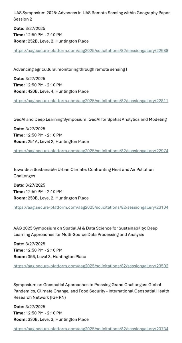 AAG_GISS's tweet image. 🚀 GISS Specialty Group Sessions – Day 4 (March 27) at #AAG2025! 🌍
📄 Explore the full Day 4 session list in the images below!
🔗 Complete session list for all days:
docs.google.com/document/d/1Vz…
