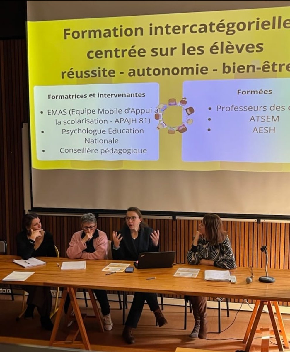 Quel honneur de présenter notre expérimentation lors de la journée académique #maternelle. Moment de partage entre les départements sur les projets partenariaux au service de la réussite des élèves. Le 81 a présenté sa formation intercatégorielle inédite et passionnante. Merci
