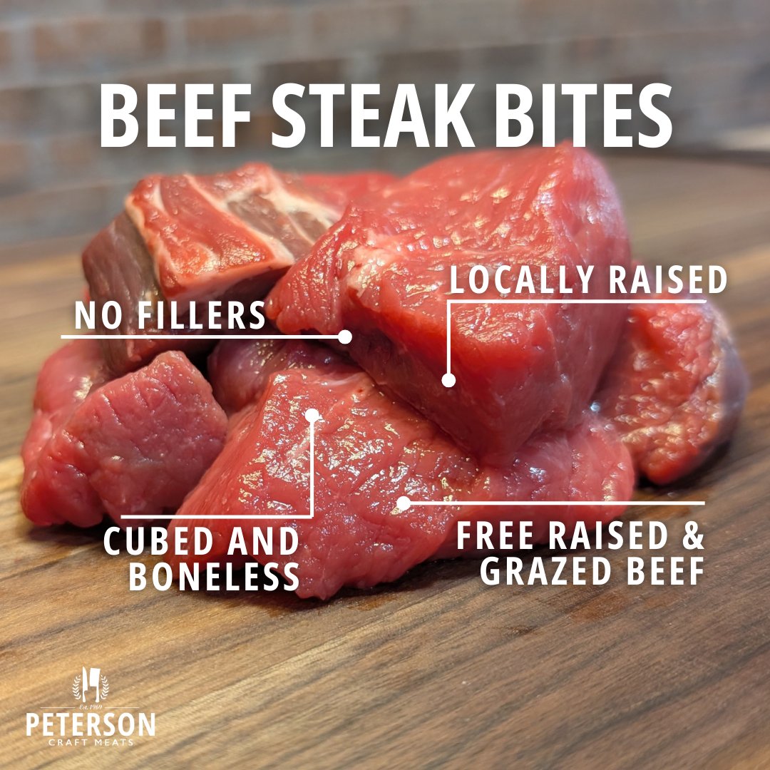 dryagedmeats's tweet photo. Our tender steak bites are cut into small cubes that are great for burnt ends, beef kabobs, and other tasty steak dishes! https://t.co/xQQm3loB7N https://t.co/C3XiAdoT6g