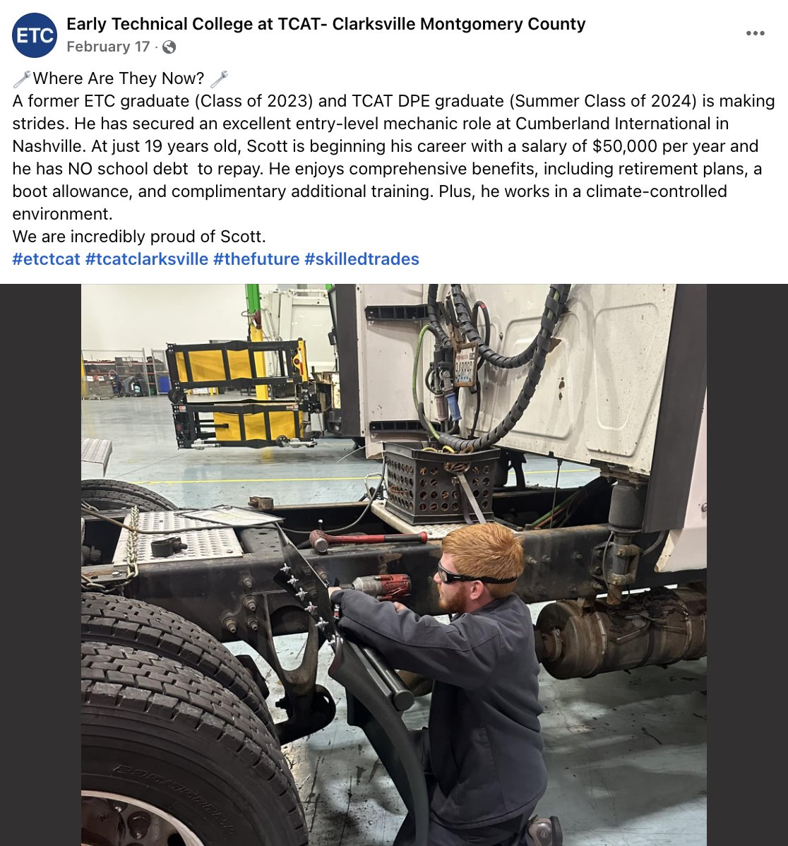 TCAT grad, Scott getting a shoutout on Facebook- ow.ly/rLlf50Vkhca

We're thrilled to have him on the team! #CumberlandCareers #applynow