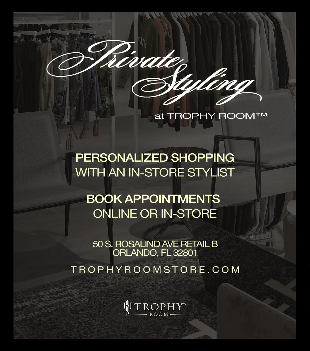Introducing Private Styling at TROPHY ROOM™️

🛍️🤝 

Book a one-on-one shopping session with an in-store stylist via TROPHYROOMSTORE.COM

#TROPHYROOM🏆‼️

BOOK NOW 👇👇👇
waitwhile.com/locations/priv…