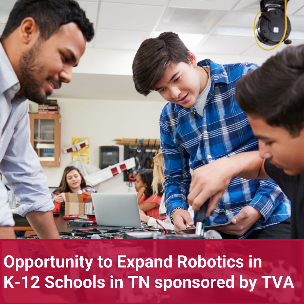 Exciting news for robotics programs! Your school can receive up to $5,000 in funding to help expand your robotics resources and enhance your curriculum sponsored by the Tennessee Valley Authority.

You can apply at tsin.org/robotics-grants starting April 1.