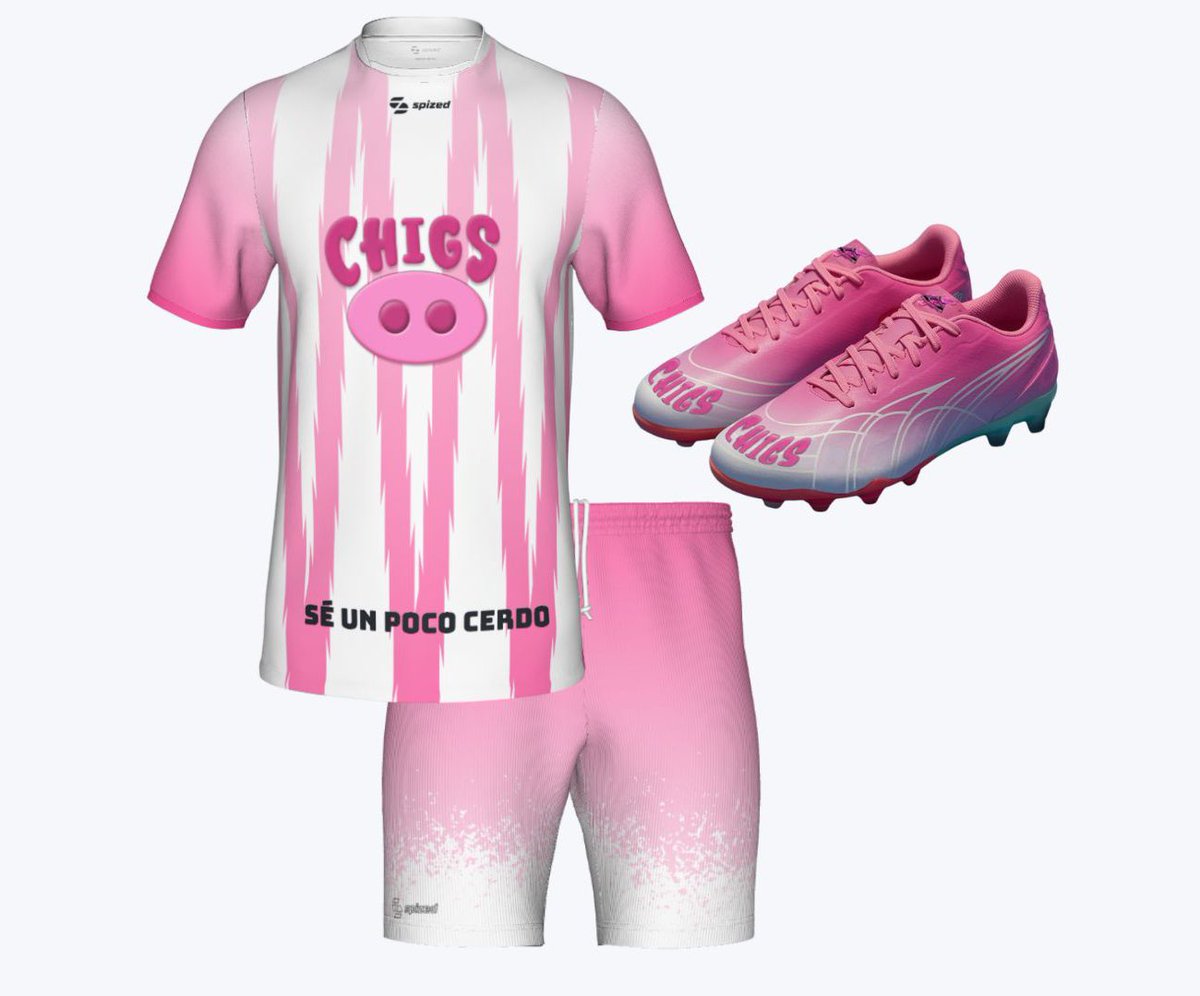 Chigspain's tweet photo. ¿Habéis visto ya nuestra nueva equipación de la mano de @SkuadraOriginal y @UShoose_? ⚽️

Y vosotros, ¿sois de nuestro equipo? 👀🐽✨ https://t.co/rAj4Whsbse