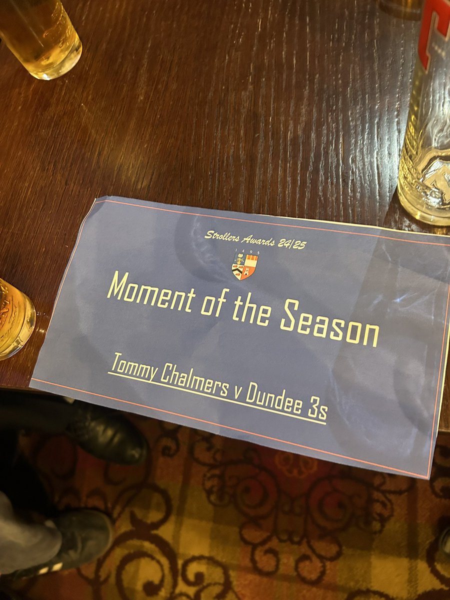 strollersfc22's tweet photo. The first award went to Tommy Chalmers who sadly could not make it due to illness. Coming on against Dundee 3s for 2 minutes then jumping 3 feet in the air to get sent off was unforgettable. https://t.co/ZlU0I8JgRH