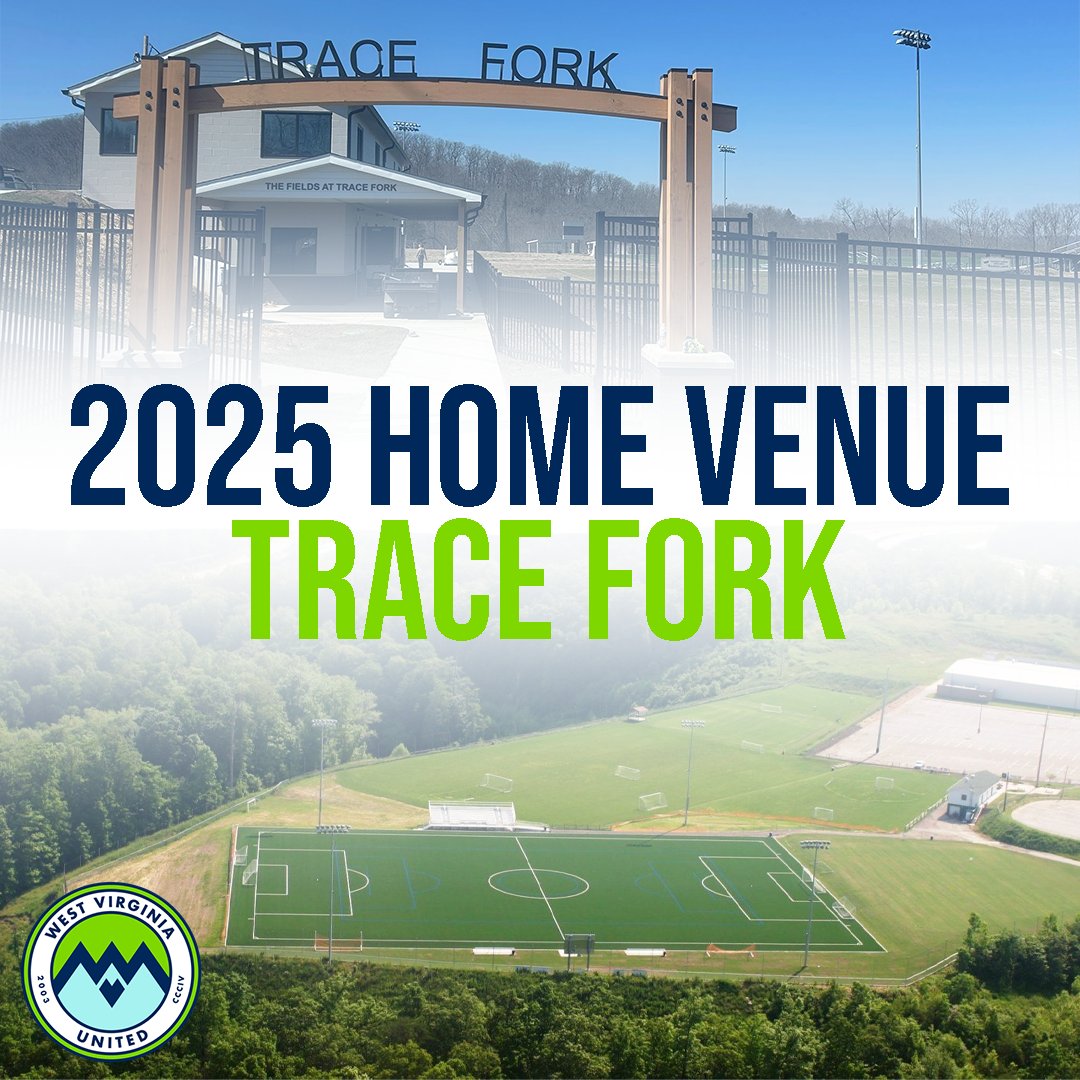 wvutd's tweet photo. We’re excited to announce that Trace Fork is now the official home venue for West Virginia United! ⚽️🏟️ With brand-new turf, locker rooms, concessions, and more, the ultimate game-day experience awaits. Plus, don’t miss out on Summer Camp &amp; Kids Club this summer! https://t.co/cKOD4LM14h