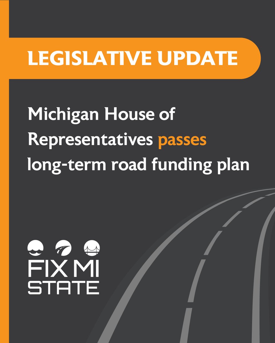 FixMIState's tweet photo. A bipartisan majority in the Michigan House just passed HB 4180-4187 and HB 4230, taking a huge step toward protecting Michigan jobs and securing funding to fix our roads. Now, it’s up to the Michigan Senate to act. #FixMIState
Learn more: https://t.co/krtSl3BbUL https://t.co/AbYLJNKNEN