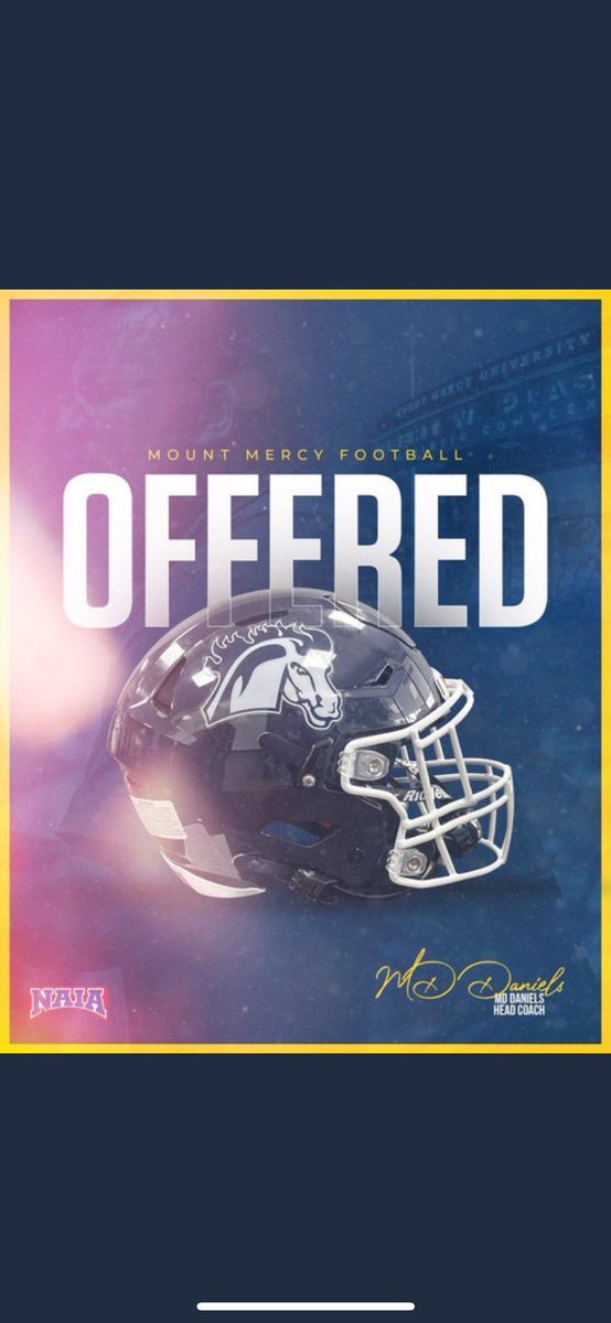 After a Great conversation with <a href="/CoachMDDaniels/">MD Daniels</a> i’m blessed to announce my 8th offer to play at <a href="/MountMercy/">Mount Mercy University</a>