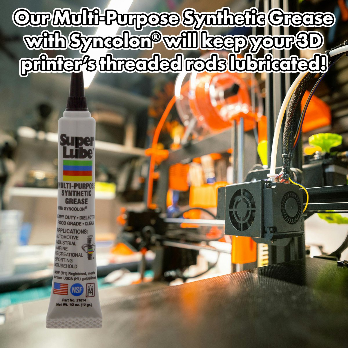 Our Multi-Purpose Synthetic Grease with Syncolon® will keep your 3D printer's threaded rods lubricated! Learn more about this item at super-lube.com/multi-purpose-….

#SuperLube #Printing #3DPrinter #3DPrintingCommunity #3DPrinting #Rods #Tech #Technology