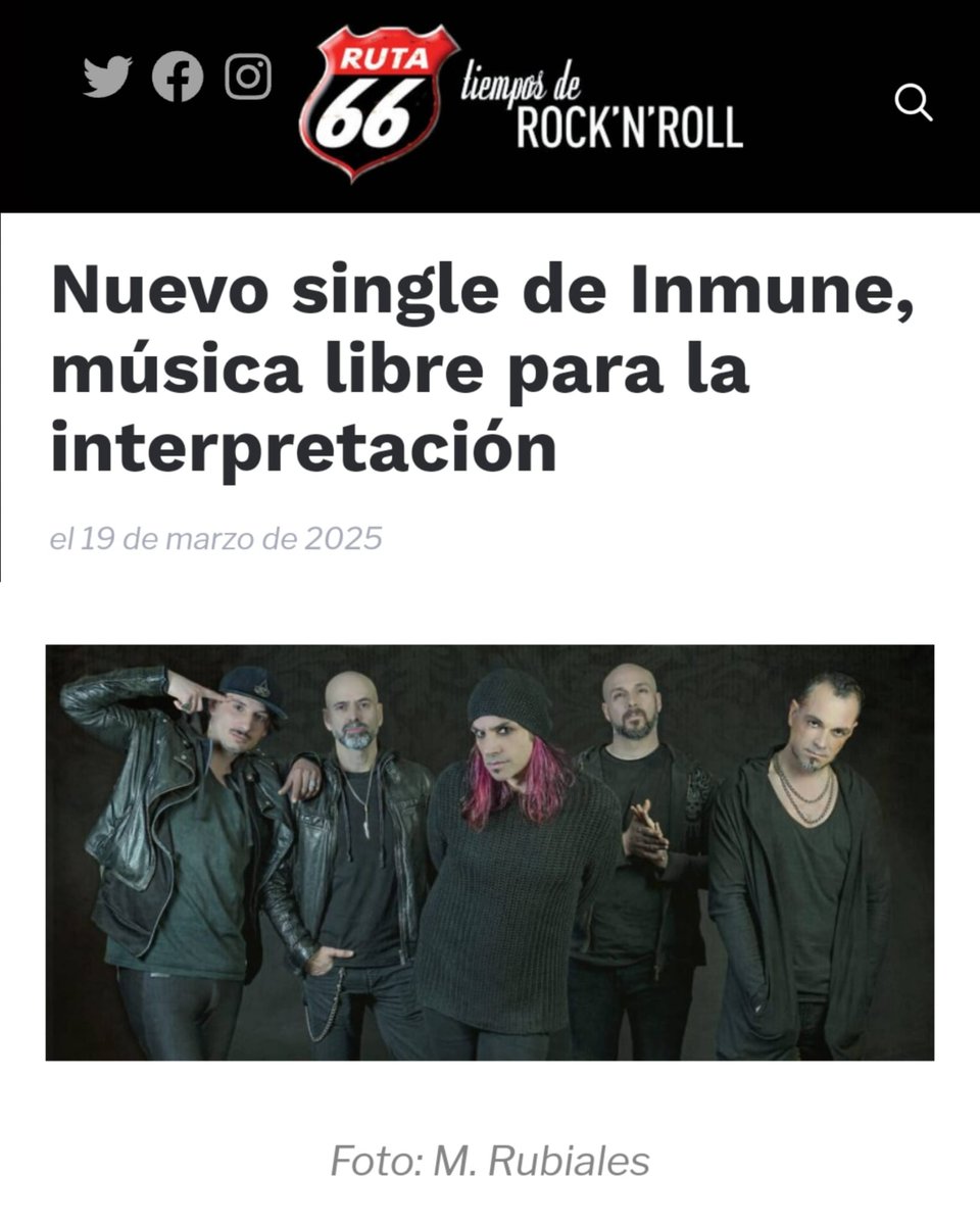 InMuneBand's tweet image. Nueva entrega de la banda catalana InMune. Un tema donde de nuevo queda reflejado el particular mundo de Morti. 

Con un colaborador de excepción como es Carlos Escobedo (Sôber,/Savia), ambos empezaron con «Tiempo» y acaban «Donde muere el mar».

ruta66.es/2025/03/breves…