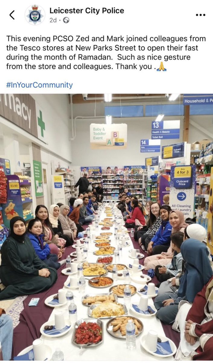 TheNorfolkLion's tweet image. I worked at Tesco a few years back, and they used to host a Christmas lunch for all employees annually. 
That tradition ended when Tesco hit financial difficulties, but it seems they now have the funds to provide meals for staff during Ramadan.

Funny that.
