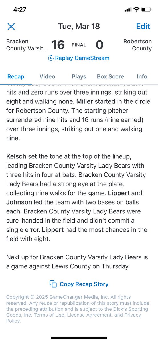 Bracken County Lady Bear Softball tweet media