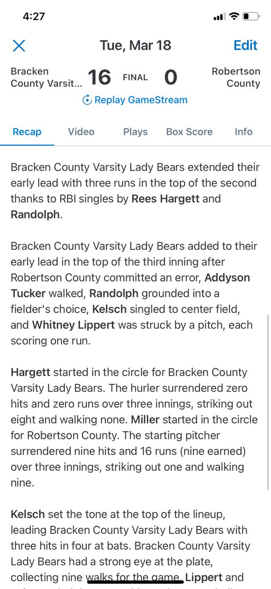Bracken County Lady Bear Softball tweet media