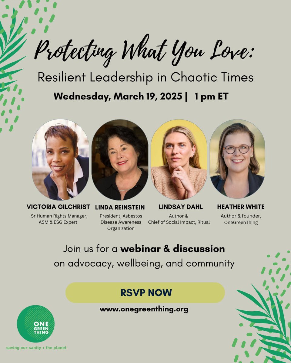 Loved our convo today with <a href="/onegreenthing/">OneGreenThing</a> Lindsay Dahl, Heather White, and Victoria Gilchrist! Great to talk about Data-Driven Strategic Storytelling with Purpose. #asbestos #mesothelioma