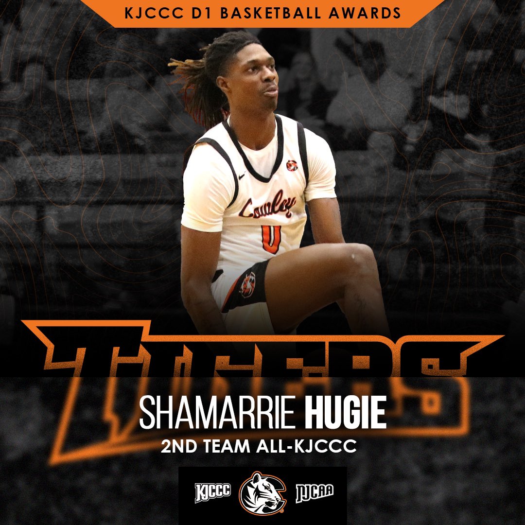Congratulations to Cowley Tiger sophomore Shamarrie Hugie (<a href="/Slimhugie0/">Shamarrie</a>) on being 2nd Team All-KJCCC!

Slim was second on the team in scoring with 14.1 ppg and led the team in rebounding with 5.6 rpg.