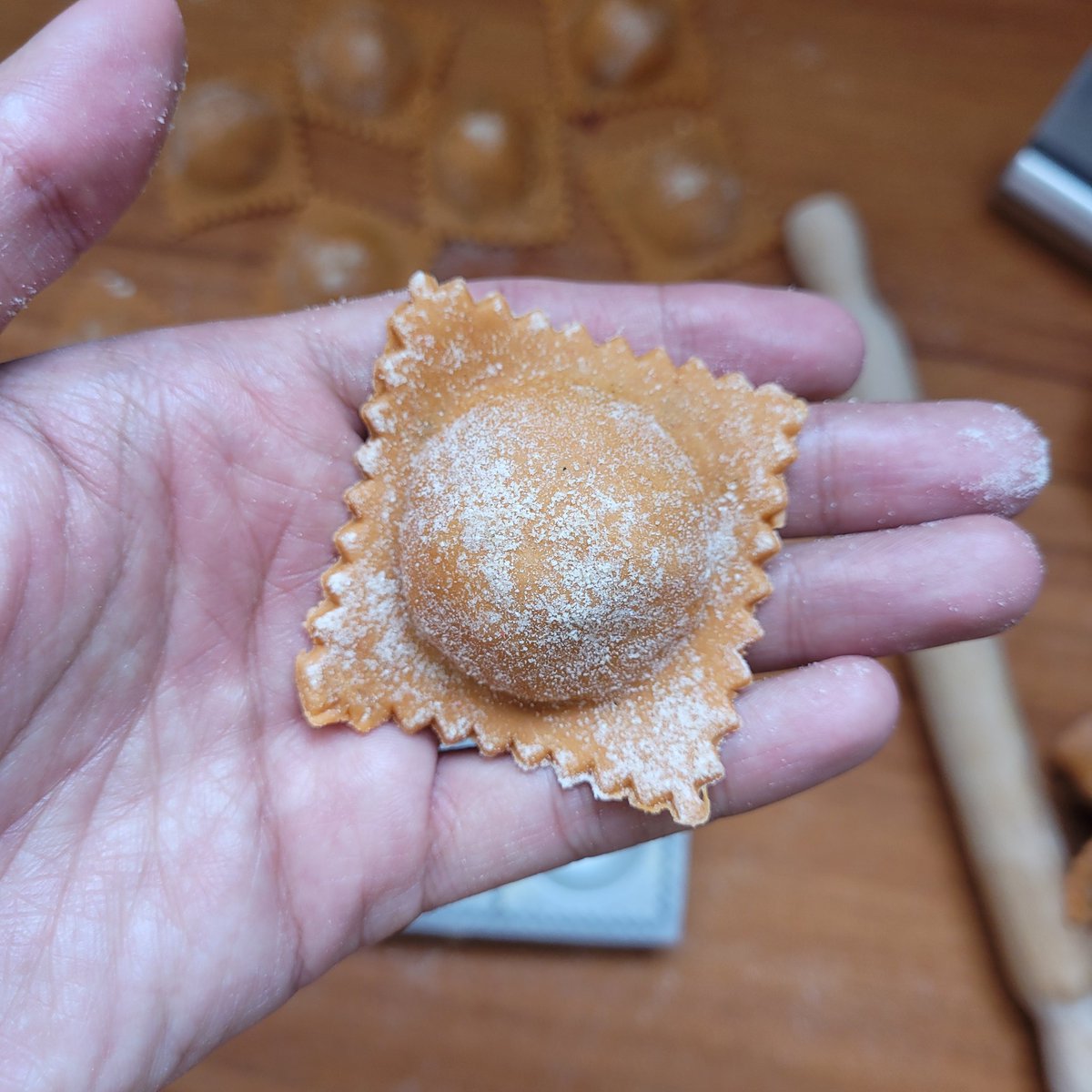 prazerfofis's tweet photo. Ravioli com massa de abóbora, recheio de carne seca com requeijão e molho de manteiga de garrafa.
Ficou lindo, lamento. https://t.co/ulAjQw0tdh