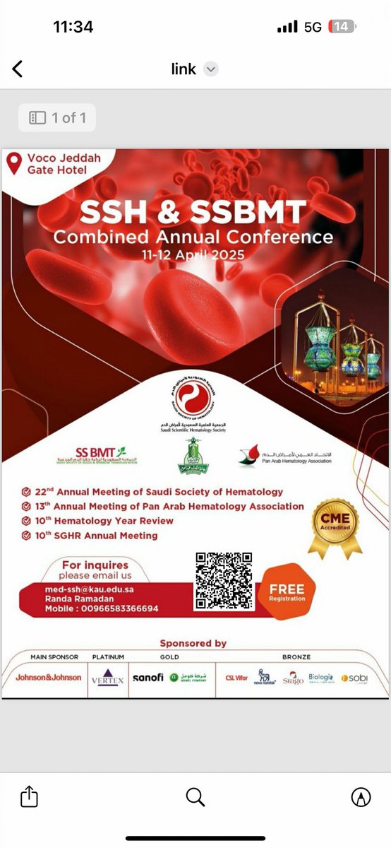 Exciting News for Hematology Enthusiasts!

Join the [SSH &amp; SSBMT Combined Annual Conference] from 11-12 April 🩸
* Engage with leading experts
* Participate in interactive sessions

Don't miss the chance to network and advance your knowledge in hematology!
#Hematology2025