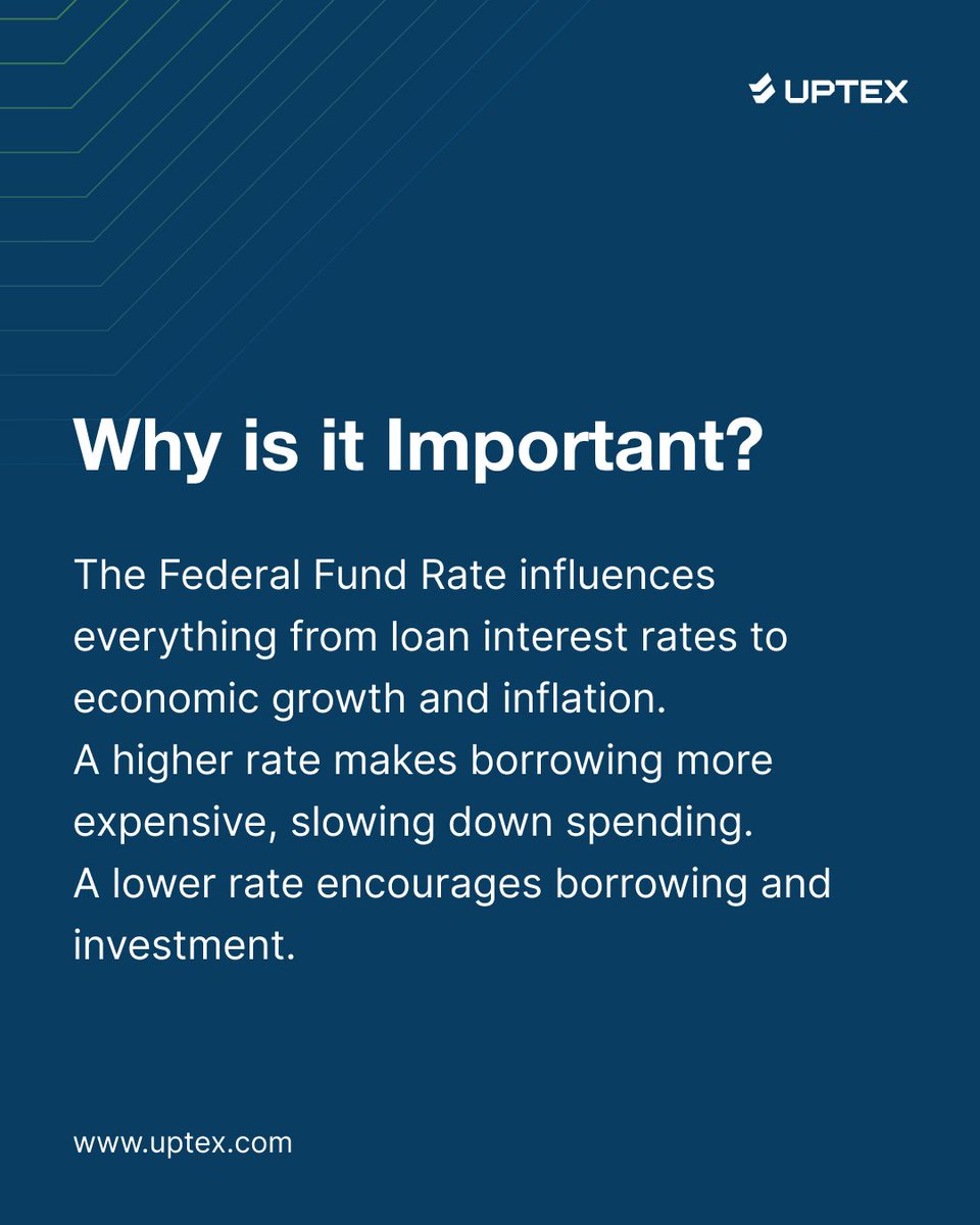 UptexForex's tweet photo. The Federal Fund Rate is one of the most powerful tools in the financial world. It affects stocks, bonds, forex, and even metals! Knowing how it works can help you stay ahead of market movements.

UPTEX, Your Edge to Lead in the Markets

#FederalReserve #FOMC #Interest_rate https://t.co/qyH34dy4E9