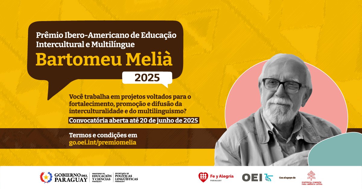 🚀 Estão abertas as inscrições para a segunda edição do #PremioMelià!

🏆 Prêmios de até 3.000 dólares

📅 Inscreva seu projeto até 20 de junho de 2025

Mais informações: oei.int/pt/escritorios…