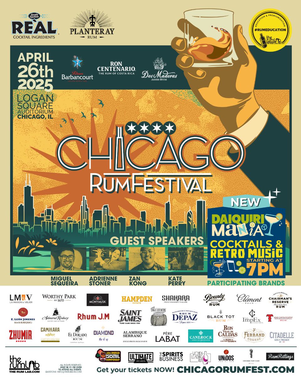 Chicago Rum Fest 2025 is not only a celebration of rum, it's an opportunity to explore one of the most vibrant cities in the US!

🎟️ Buy your tickets and start planning your Chicago adventure. chicagorumfest.com