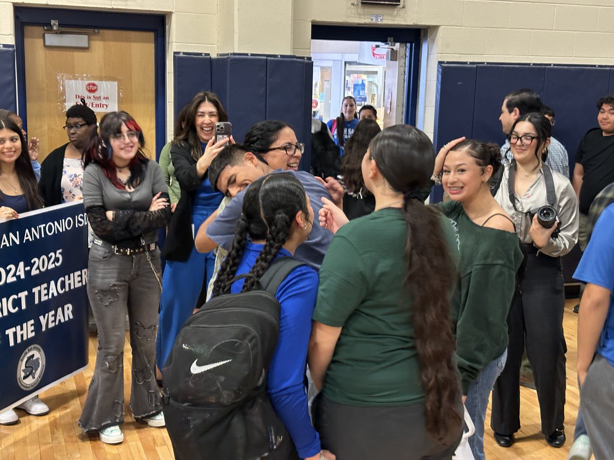 South San Antonio High School campus teacher of the year, Mrs. Cynthia Perez, was surprised by students, campus faculty, and district staff today with news that she is also the 2024-2025 DISTRICT TEACHER OF THE YEAR! Congratulations Mrs. Perez! #PawsUp