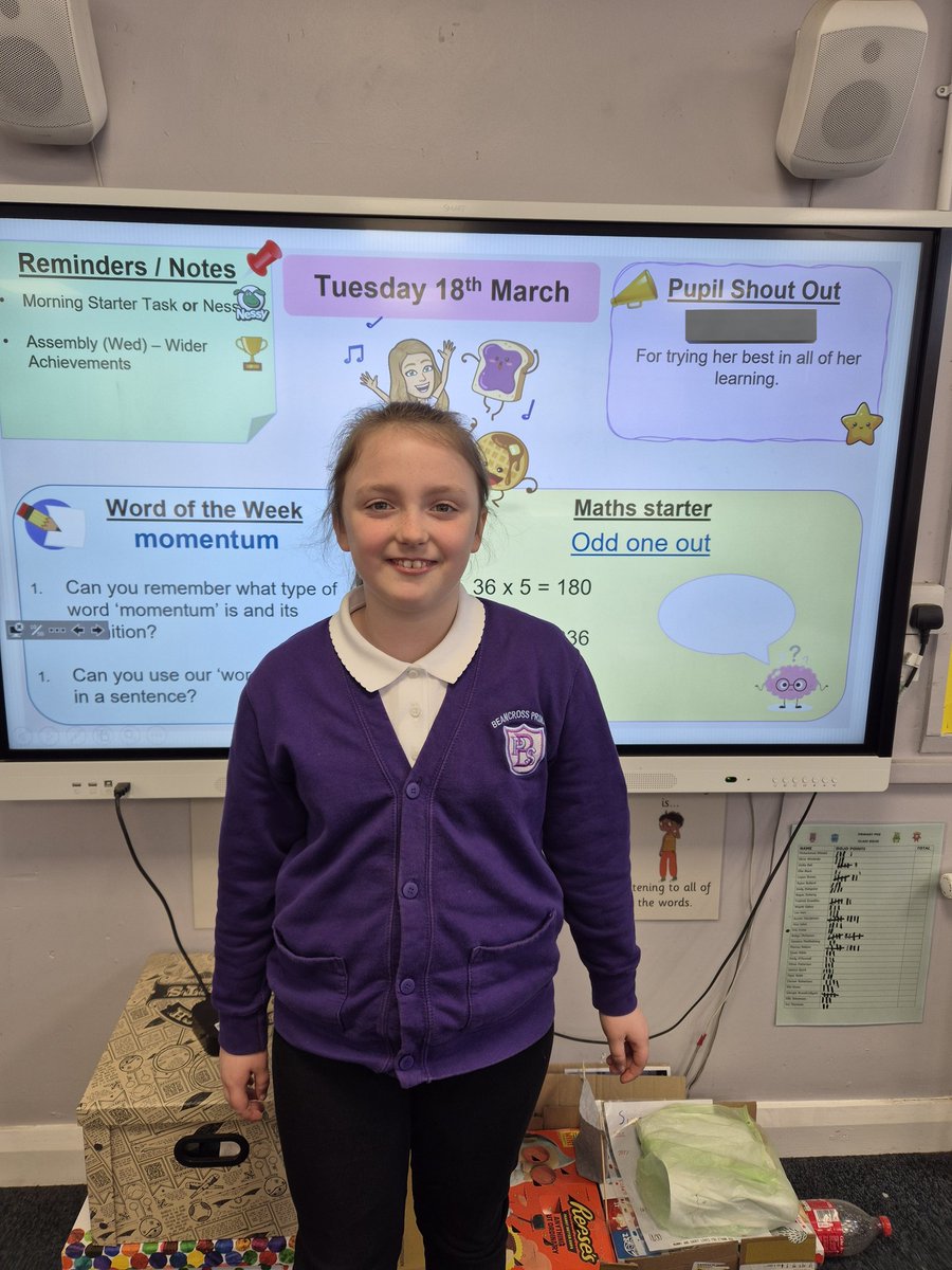 🎉 P5Q SUPERSTAR SHOUTOUT! 🎉

🙌🏻 Well done to this week’s Superstar Shoutout who always tries her best in her learning 🌟 @MrsMcLeishBPS