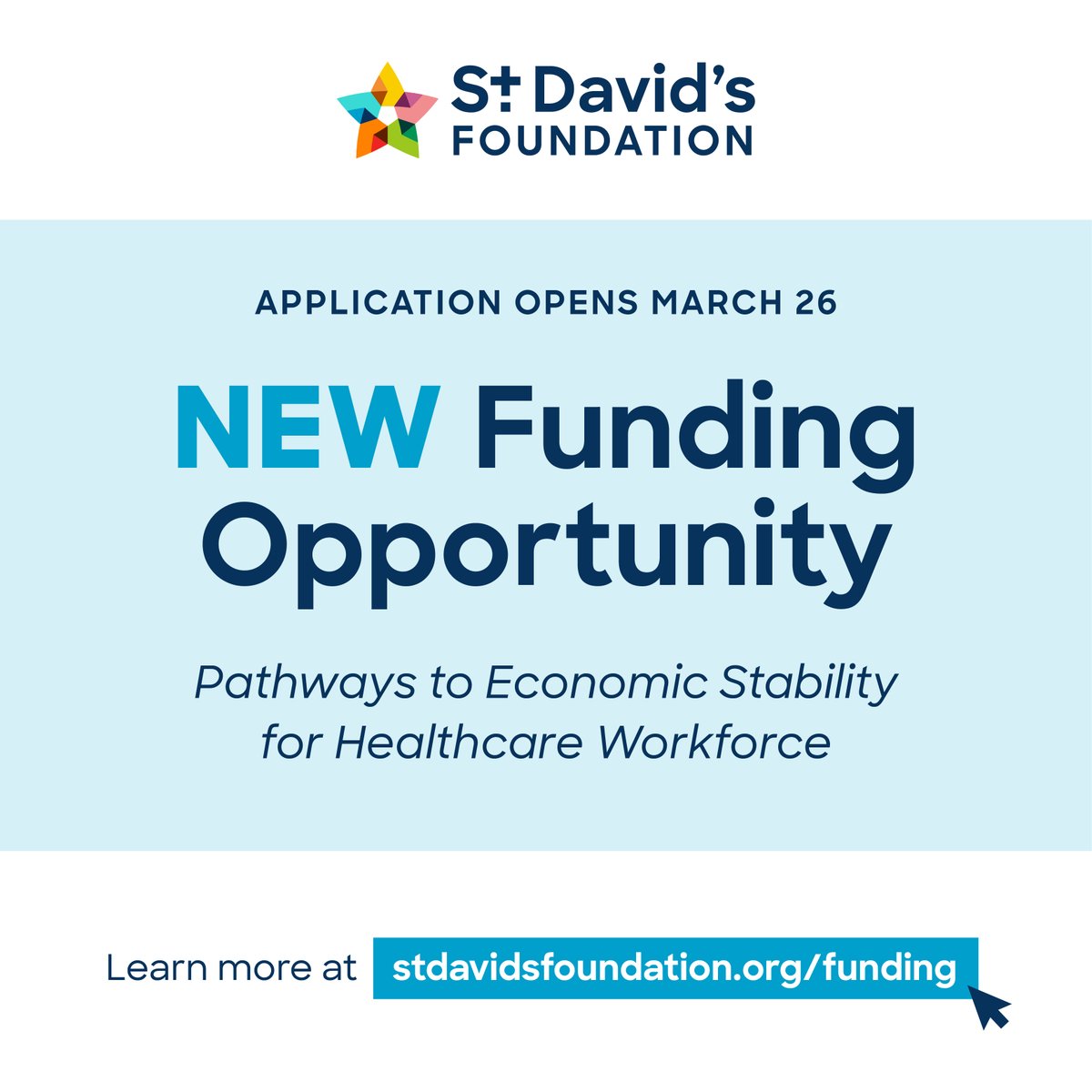 ICYMI: We have a new funding opportunity opening on March 26! 📣

The 'Pathways to Economic Stability for Healthcare Workforce' open call is focused on increasing opportunities for Central Texans to enter financially sustainable healthcare careers. 

ℹ️ stdavidsfoundation.org/funding