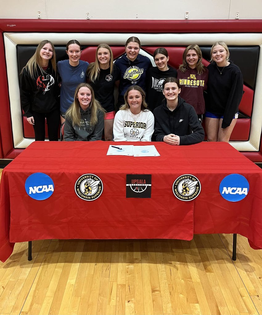 upsalaschools's tweet photo. Senior Dakota Soltis signed her Letter of Intent to continue her education and basketball career this afternoon, joining the University of Wisconsin-Superior Yellowjackets basketball program next year. Congratulations Dakota, we are all so proud of you! #CardinalPride #Learn487 https://t.co/qXcSl1Qiog