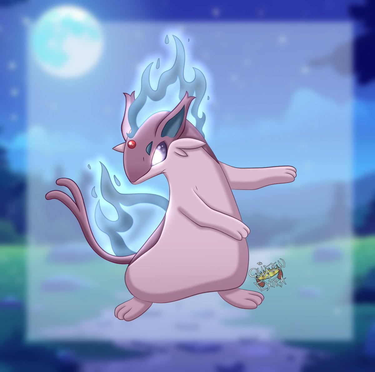 TheQueen0fExtra's tweet photo. Showing off some personal art for once lol. I got this adorable adopt from @Zombutt_ and I decided to make them an evolved form💙

I'm obsessed😭
Base by: Lily-Gerbil (DA)💙 https://t.co/7f9GRColeN
