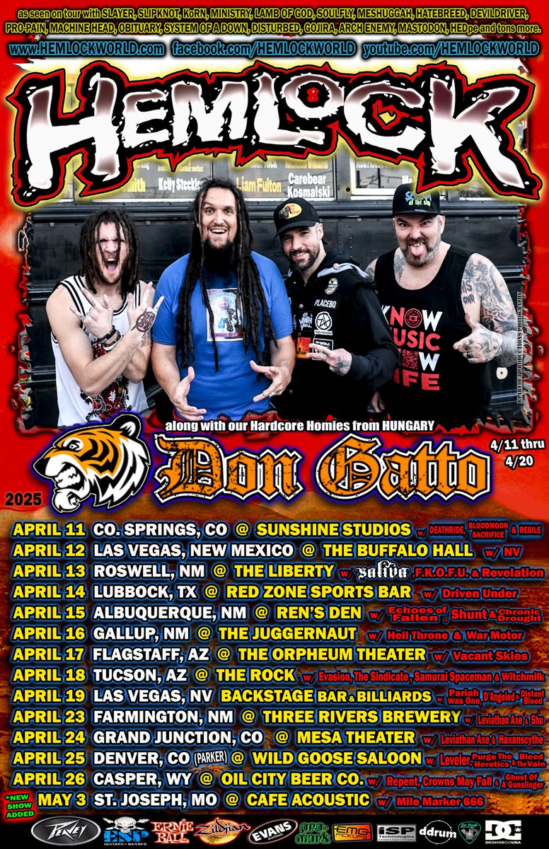 Only 23 more days until this Awesome Tour w/ HEMLOCK &amp;
Don Gatto Starts!!!  And Only 1 Month away from the HomeTown LAS VEGAS NV SHOW!!!!  Viva'LOCK VEGAS!!!   Grab tickets now and we'll be seeing Your Smiley Faces so so soon :)