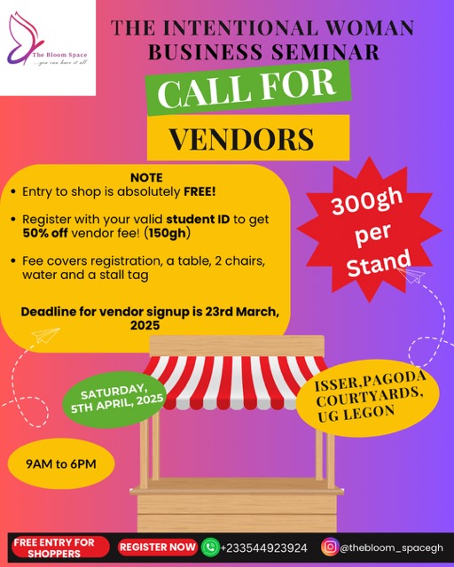 Y1079FM's tweet photo. #Ad The International Woman Business Seminar 2025 is here!
Get a stand now!
WhatsApp 0544923924 for more info or to register.
#tbswomen #tbsseminar25 #TBSwomen #bloomspace25 #thebloomspace #womenempoweringwomen #empoweringwomen #motivation #explore https://t.co/OvBe25JQbc