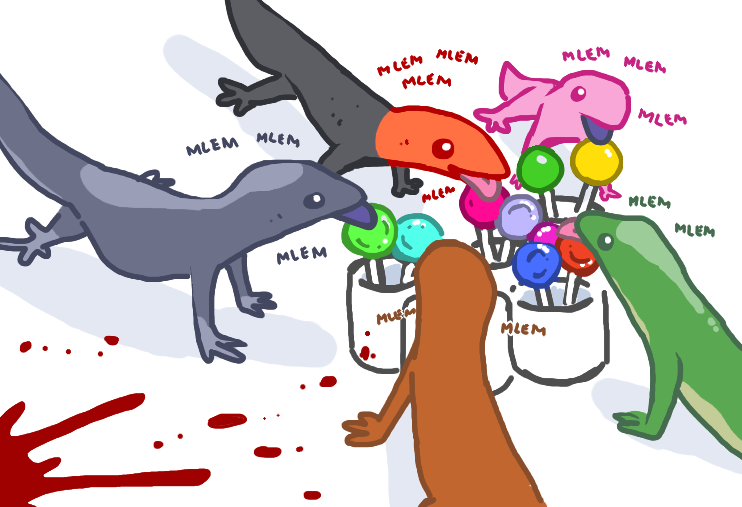 Guddraws's tweet photo. Discord doodle request : "Lizzards eating lollipops" https://t.co/5hk8prvowZ