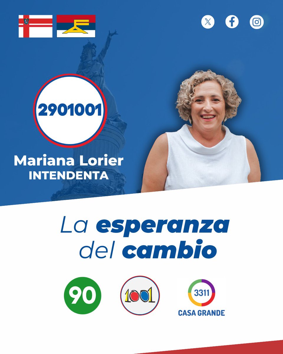 lista901001's tweet photo. En mayo, #LaEsperanzadelCambio es con la 901001.

🔴 Juan Giachetto - 1901001
🔵 Mariana Lorier - 2901001
⚪ Álvaro Vega - 3901001 https://t.co/5szrQhFw1v