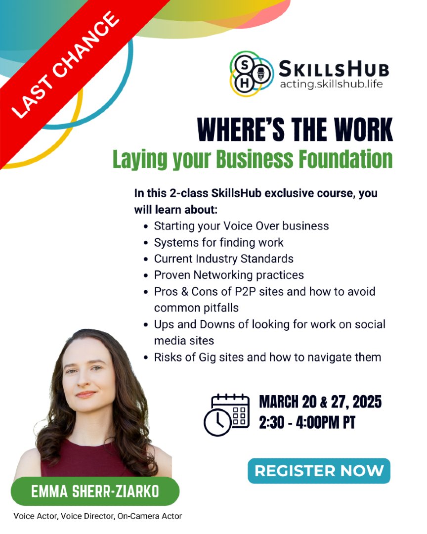 ⏳ LAST CHANCE! ⏳

Struggling to find #voiceover work? Not sure how to navigate the industry? Emma Sherr-Ziarko’s "Where’s the Work" course is your key to unlocking the business side of VO. Learn where to find work, avoid common pitfalls, and build a sustainable career.