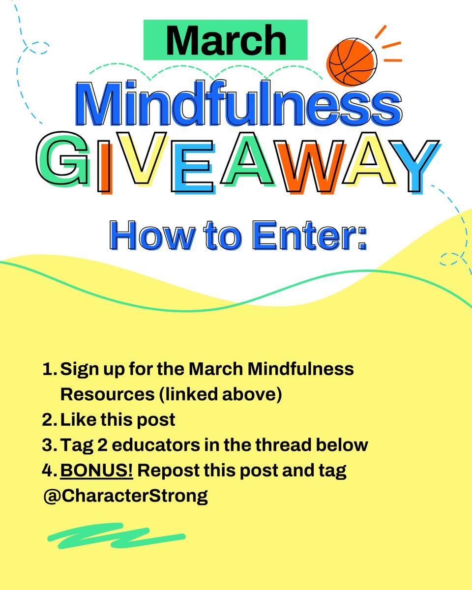 GIVEAWAY ALERT🚨 March Mindfulness is here, and we’ve got resources to help students manage stress &amp; recharge before spring break! Win an Amazon gift card, CS merch, office supplies &amp; more! 

Sign up: hubs.la/Q03cCN1D0 and follow the directions on the third image to enter!