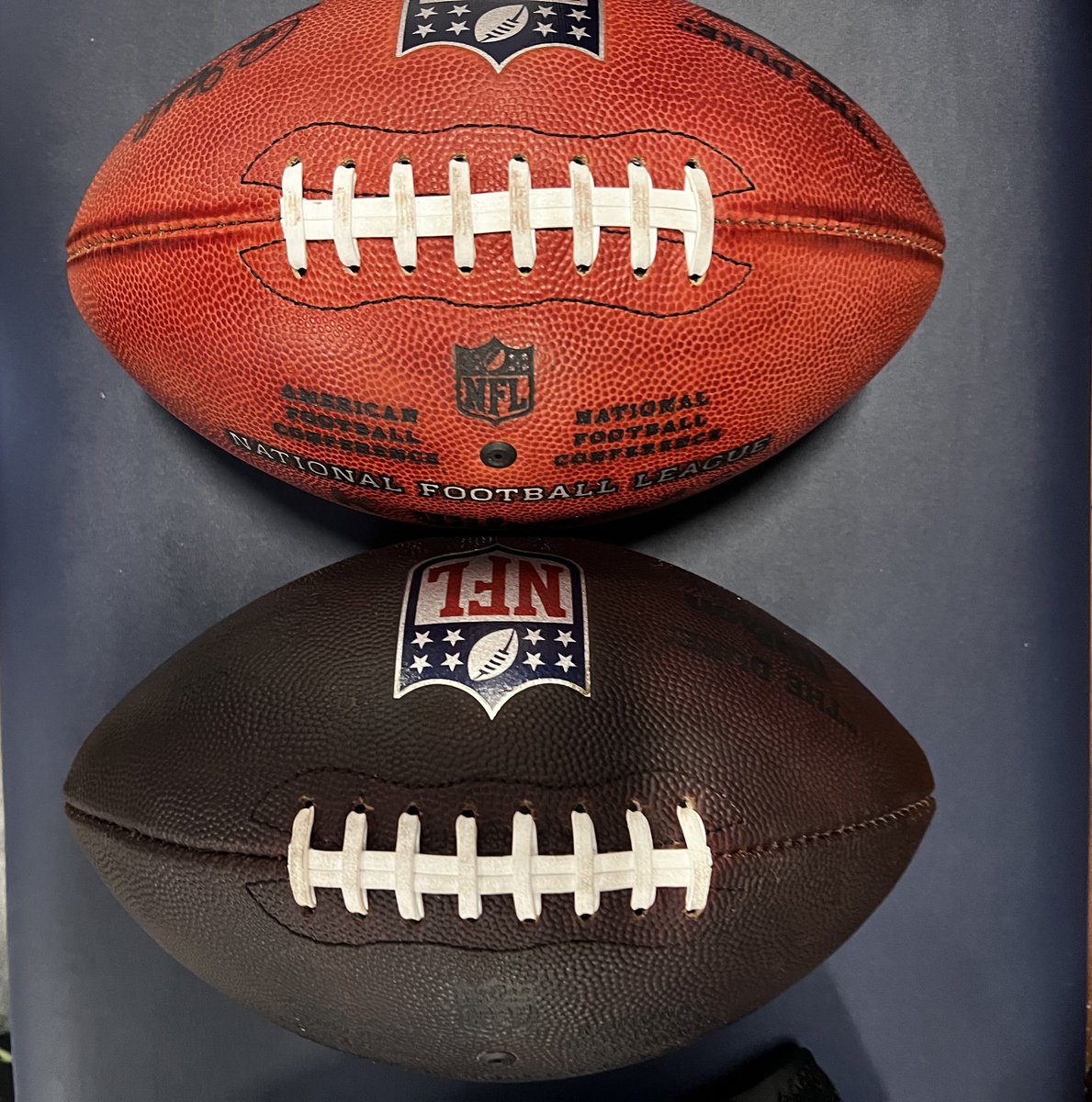 For everyone who just learned there’s a different ball used in the kicking game-
K ball (lighter color) vs regular game ball