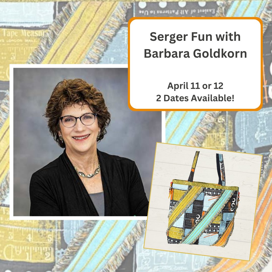 35thAvenueSew's tweet image. Sign up for Serger Fun with Barbara Goldkorn to learn serger tips &amp;amp; tricks! Attendees also get to go to her trunk show, at no extra cost.

Register: tinyurl.com/yyt6rv6f

#sewing #serging #barbaragoldkorn #sergerclass #sergerworkshop