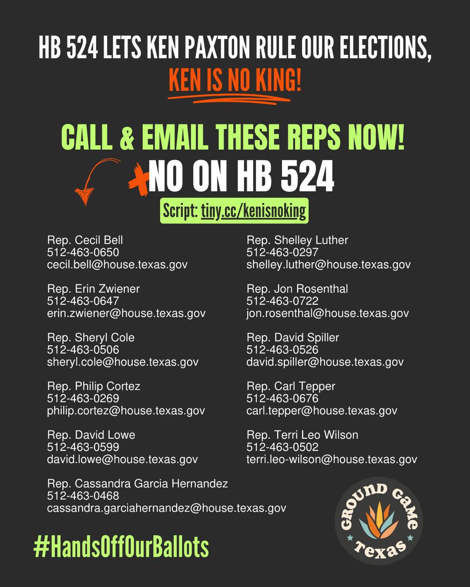 HB 524 is a power grab.

Ken Paxton wants the power to veto local elections, silencing voters &amp; stripping communities of their rights. Texans showed up BIG to fight back:
🔥 3,850 emails sent 
🔥 Texans testified

What did Rep. Tepper say about his bill?...