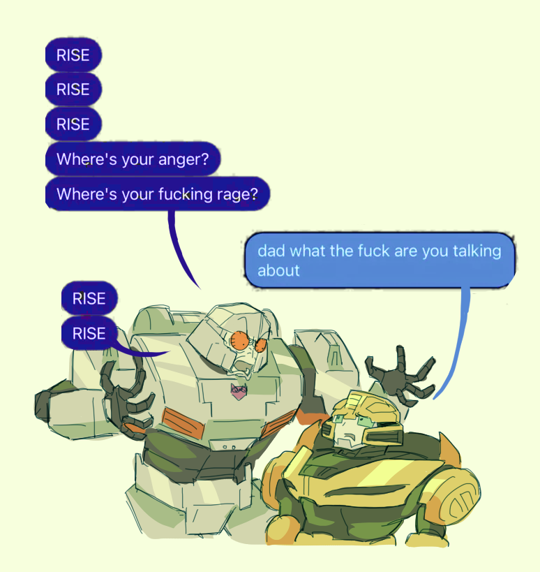 cupTWOst's tweet photo. megatron trying to take advantage of bees trigger happy nature #TransformersOne https://t.co/c9s6ZkmKUa
