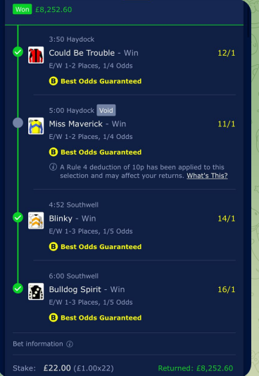 EDS__Tipping's tweet photo. E.D.S YANKEE WINNER £8,252.60 returned if you followed that is over 10k in yankee profits this month and free to join. 

Pnl well over +140 for month also

https://t.co/62jKiazysS https://t.co/uevR2CaAPk